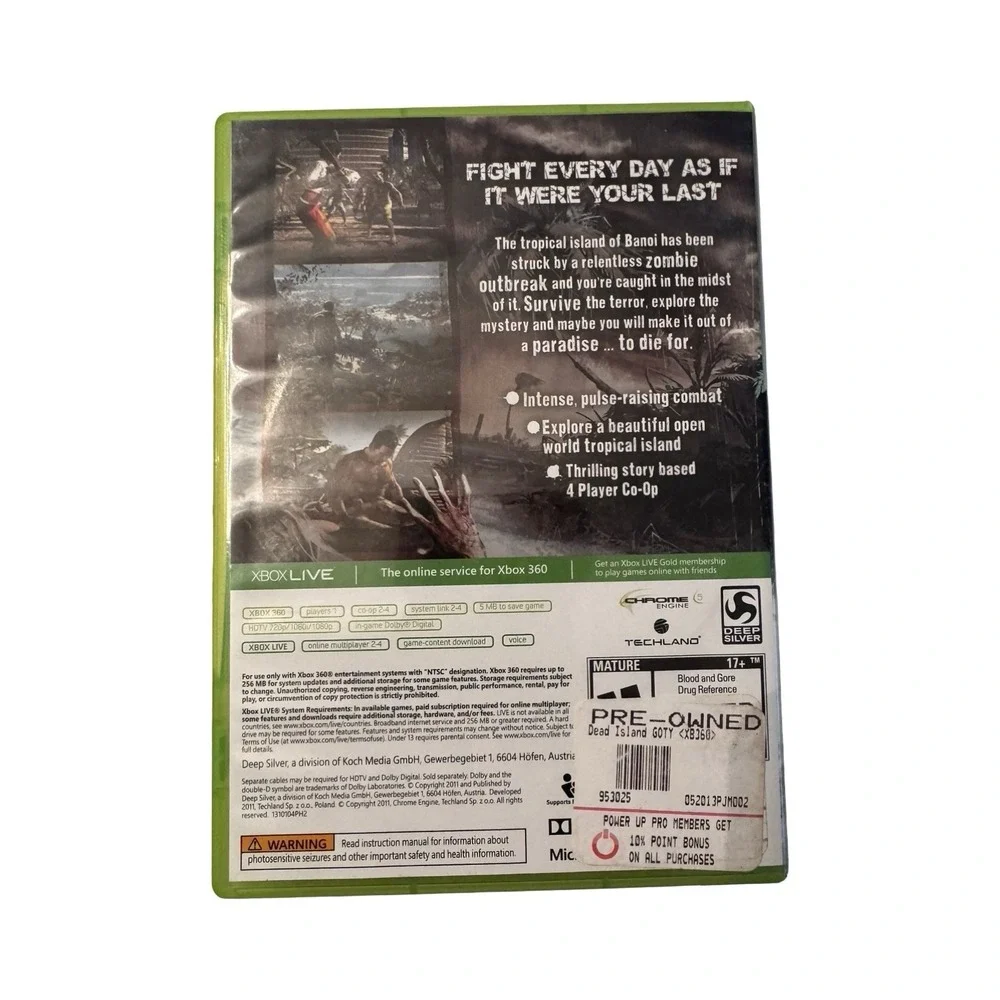 Dead Island Game of the‎ Year Edition Xbox 360 Platinum Hits Complete CIB DLC